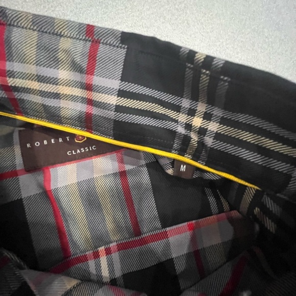[M]Robert Talbott Classic Men's Plaid Button Down Shirt Black/Red/Gray Cotton - Picture 7 of 11